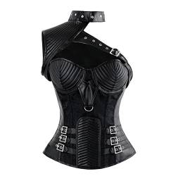 Kunstleder Gothic Korsett Tops Sexy Steampunk Bustiers Frauen Vintage Party Kleidung Lila Schwarz Mieder Sets von PIYAX