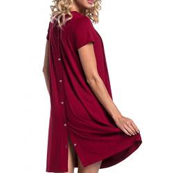 PIYAX Umstandskleid für Frauen, Stillkleid, kurzärmeliges Stillkleid, geeignet für die Geburt im Krankenhaus von PIYAX