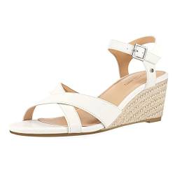 PIZZ ANNU Sandalen Damen Sandaletten Espadrilles mit Keilabsatz Keilsandalen Plateau Espandrillos Sommer Frauen Schuhe Sommerschuhe Weiß 41 EU Schmal von PIZZ ANNU