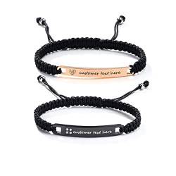 PJ JEWELLERY Personalisierte Paar Bar Armbänder Seine und Ihre passenden Makramee Armbänder Set für Freund Ehemann Paare Geschenk Jubiläum Valentinstag von PJ JEWELLERY