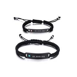 PJ JEWELLERY Personalisierte benutzerdefinierte seine und ihre handgemachten Seil geflochtenen Namensschild ID passende Paar Armbänder für ihn, sie, beste Freundin, Liebhaber von PJ JEWELLERY