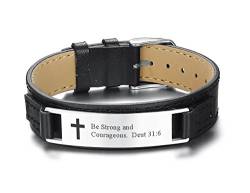 PJ JEWELRY Seien Sie stark und mutig Deut 31: 6 Inspirierende Christian Bibe Vers Armband, religiöses Geschenk von PJ JEWELLERY