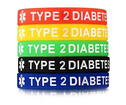 PJ JEWELRY 5 Silikonkautschuk TYP 2 Diabetes Medical Alert ID Armband Notfall Armbänder,5 Farben von PJ JEWELRY