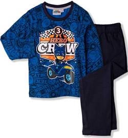 PJ MASKS Disney lizenzierter Schlafanzug für Jungen, langes, kurzärmliges Design, Baumwolle, Schlafanzug, Tops, T-Shirt und Shorts, 2-8 Jahre Gr. 3-4 Jahre, Blue - Long Sleeve von PJ Masks