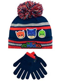 PJ Masks Kinder Wintermütze und Handschuhe Set Blau One Size von PJ Masks