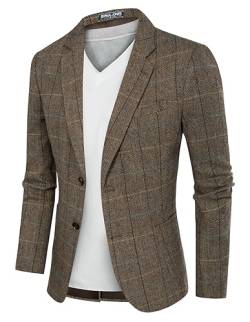 Blazer mit Fischgrätenmuster, britische Wollmischung, Sportmantel, Dunkelbraun, L von PJ PAUL JONES