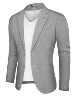 PJ PAUL JONES Blazers Sakko Herren Sportlich 2 Knöpfe Modern Jacket für Hochzeit Freizeit (Hellgrau, 2XL) von PJ PAUL JONES