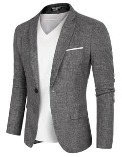 PJ PAUL JONES Herren Business Blazer 1 Knöpfe Modern Sakko Sportlich für Freizeit (Grauschwarz, S) von PJ PAUL JONES