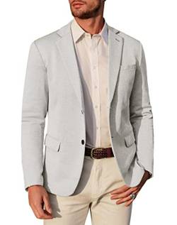 PJ PAUL JONES Herren Business Casual Blazer 2 Knöpfe Tailored Fit Anzug Jacke mit Taschen Hellgrau, Klein von PJ PAUL JONES