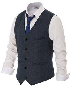 PJ PAUL JONES Herren Fischgräten-Tweed-Anzugweste aus Wollmischgewebe, Marineblau, 4X-Large von PJ PAUL JONES