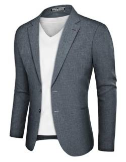 PJ PAUL JONES Herren Freizeit Leichte Blazer Modern Klassisch Freizeit Sakko Sportlich (Mittelgrau, L) von PJ PAUL JONES