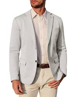 PJ PAUL JONES Herren Herringbone Casual Blazer Einreihig Retro Anzug Jacken Hellgrau, Mittel von PJ PAUL JONES