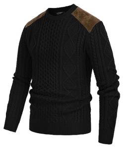 PJ PAUL JONES Herren Pullover Sweater moderner Basic Gestrickt Langarm Rippstrickpullover (Schwarz, XL) von PJ PAUL JONES