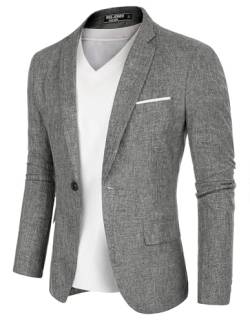 PJ PAUL JONES Herren Regular Fit Blazer Modern Freizeit Sakko Leichte Anzugjacke (Dunkelgrau, XL) von PJ PAUL JONES