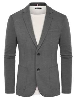 PJ PAUL JONES Herren Sakko Sportlich Einfarbig Modern Anzugjacke Regular Fit Blazer (Dunkelgrau, L) von PJ PAUL JONES