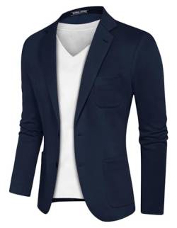 PJ PAUL JONES Herren Sakko Sportlich Einfarbig Modern Anzugjacke Regular Fit Blazer (Navyblau, XL) von PJ PAUL JONES