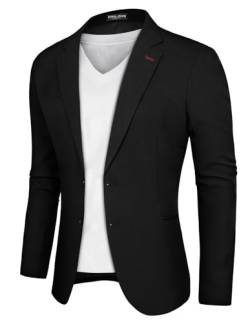 PJ PAUL JONES Herren Sakko Sportlich Freizeit Blazer Regular Fit Modern Business mit 2 Knöpfe (Schwarz, XL) von PJ PAUL JONES