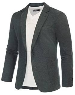 PJ PAUL JONES Herren Sakko Sportlich Modern 2 Knöpfe Freizeit Anzugjacke Regular Fit Blazer (Dunkelgrau, 2XL) von PJ PAUL JONES