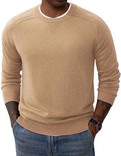 PJ PAUL JONES Herren-Sweatshirt mit Rundhalsausschnitt, Rundhalsausschnitt, Wollmischung, Strickpullover, CAMEL, Medium von PJ PAUL JONES