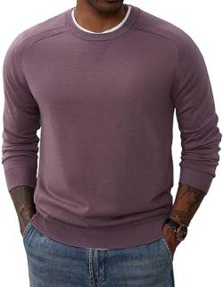 PJ PAUL JONES Herren-Sweatshirt mit Rundhalsausschnitt, Rundhalsausschnitt, Wollmischung, Strickpullover, Violett, Klein von PJ PAUL JONES