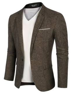 PJ PAUL JONES Sakko Herren Einfarbig Blazer Modern Regular Fit Modern Anzugjacke (Dunkelbraun, XXL) von PJ PAUL JONES