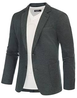 PJ PAUL JONES Sakko Herren Sportlich Regular Fit Jersey Blazer 2 Knöpfe Anzugjacke für Business (Dunkelgrau, M) von PJ PAUL JONES