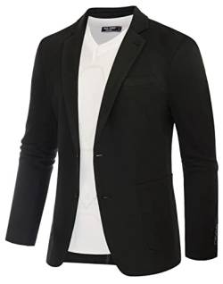 PJ PAUL JONES Sakko Herren Sportlich Regular Fit Jersey Blazer 2 Knöpfe Anzugjacke für Business (Schwarz, 3XL) von PJ PAUL JONES