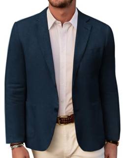 PJ PAUL JONES Sakko Herren Sportlich Sommer Leinen Business Blazer Jacke Marine, Mittel von PJ PAUL JONES