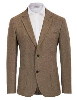 Paul Jones Herren British Fischgräten-Tweed Blazer Wollmischung Sport Mantel Jacke - Braun - L von PJ PAUL JONES