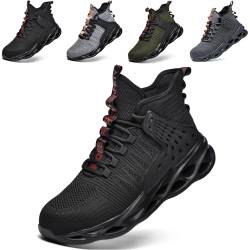 PJZHJI Arbeitsschuhe Herren Damen Sicherheitsschuhe Leicht Stahlkappenschuhe Sportlich Atmungsaktiv Arbeitsschutzschuhe Schutzschuhe mit Stahlkappen 787 Black 42 von PJZHJI