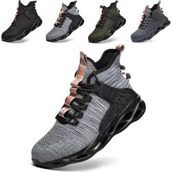 PJZHJI Arbeitsschuhe Herren Damen Sicherheitsschuhe Leicht Stahlkappenschuhe Sportlich Atmungsaktiv Arbeitsschutzschuhe Schutzschuhe mit Stahlkappen 787 Gray 47 von PJZHJI