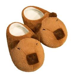 Capybara Hausschuhe aus Baumwolle, Flauschige Tier Plüsch Hausschuhe, Capybara Fuzzy Niedlich, Lustige Cartoon Schlafzimmerschuhe, Winterhaushausschuhe für Drinnen Und Draußen von PKKP