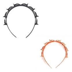 2 Stück Haarreifen mit Klammern,Double Bangs Frisur Haarnadel, professionelle Weave Bangs Clip, Twist Clip Stirnband mit gezahntem Stirnband Braid Tool, Damen Mädchen Mode Haarschmuck von PLABBDPL