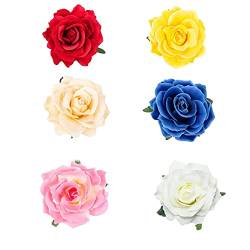 6 Stücke Blume Haarspange, Haarclip Blume Mehrfarbig Rosen Haarnadeln Haarschmuck für Mädchen Frauen Party Strand Hochzeit von PLABBDPL