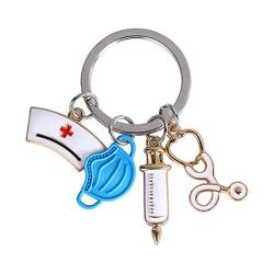PLABBDPL 1 Stück Krankenschwester Schlüsselanhänger， mit Spritzenkappe und Geschenk Krankenschwester Arzt Medizinstudenten Epidemie Maske Schlüsselanhänger von PLABBDPL