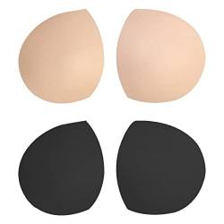 PLABBDPL 2 Paar BH Einlagen Bra Pads herausnehmbaren Sport BH,Bra Pads Push- up Pad, Bikinis Unterwäsche Einsätze Pads（schwarz, hautfarben） von PLABBDPL