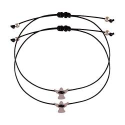 PLABBDPL 2 Stück Schutzengel Glücksarmband Set für Frauen Mädchen,Verstellbar Zart Filigranes Dünn Seil Liebes Damen Engel Flügel Glücksbringer Armband Geschenk für Beste Freundin Kommunion Geburtstag von PLABBDPL