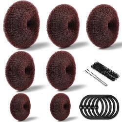 PLABBDPL 32 Pcs Donut Hair Bun Maker Set - Frisurenhilfe Set mit elastischen Haarband, U-Form Haarspange Haarnadel, Haarknoten Former Set für Kinder Mädchen Frauen, Braun von PLABBDPL