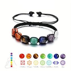 PLABBDPL 7 Chakren Armband Naturstein, Armband Kristall, Chakra Armbander fur Frauen, Glück Edelstein Armband, 7 Chakra Armband, Chakra Armband Echte Steine, Edelsteine Heilsteine von PLABBDPL