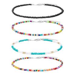 PLABBDPL Choker-Halskette mit Perlen, Choker mit winzigen Perlen, verstellbare Strand-Halskette, bunte Choker-Halskette im Boho-Hawaii-Stil, Schmuck für Damen und Mädchen von PLABBDPL