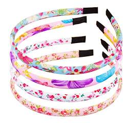 PLABBDPL Kleinkind-Mädchen-Blumen-Stirnband, 4 Stück, 1 cm, Baumwolle, Blumen-Stirnband, mehrfarbig, Polyester-Stirnbänder, Haarschmuck, Baby für Party, Geburtstag, Hochzeit von PLABBDPL