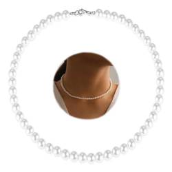 PLABBDPL Perlenkette,Perlen Ketten Kurze Runde mit 8 mm Perlen,Runde Simulierte Muschelperlen Kette für Damen und Herren von PLABBDPL