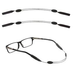 Verstellbares Brillenband Sport, 2 Stück Elastische Brillenbänder, Schwarz Rutschfestes Brillenband, Elastische Silikon-Brillenbänder, Sportbrillenband für Damen, Herren & Kinder - Brillenzubehör von PLABBDPL