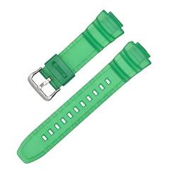 PLACKE 16mm Gummi -Uhrband -Passform for Casio MCW-100H W-S220 HDD-S100 Wasserdichtes Riemen Ersatz Fahren Sportuhr Accessoires (Color : Green, Size : 16mm) von PLACKE