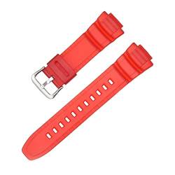 PLACKE 16mm Gummi -Uhrband -Passform for Casio MCW-100H W-S220 HDD-S100 Wasserdichtes Riemen Ersatz Fahren Sportuhr Accessoires (Color : Red, Size : 16mm) von PLACKE