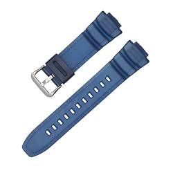 PLACKE 16mm Gummi -Uhrband -Passform for Casio MCW-100H W-S220 HDD-S100 Wasserdichtes Riemen Ersatz Fahren Sportuhr Accessoires (Color : Royal, Size : 16mm) von PLACKE