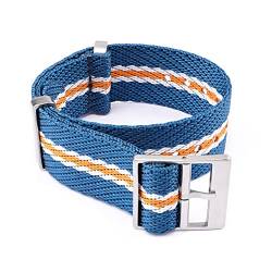 PLACKE 18/20/22/200 mm fit for NATO Fit for Zulu gewebte Nylongurt Edelstahlschnalle universelle Männer Frauen weiche Handgelenk Bandgürtel Uhr Accessoires (Color : Blue white orange, Size : 20mm) von PLACKE