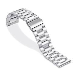 PLACKE 18/20/22 / 24mm Release üblicher Uhrenarmband Premium Solid Edelstahl Metall Armbandarmband for Männer Watch (Color : Silver, Size : 20 mm) von PLACKE