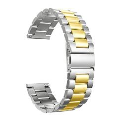 PLACKE 18/20/22 / 24mm Release üblicher Uhrenarmband Premium Solid Edelstahl Metall Armbandarmband for Männer Watch (Color : Silver Gold, Size : 24 mm) von PLACKE