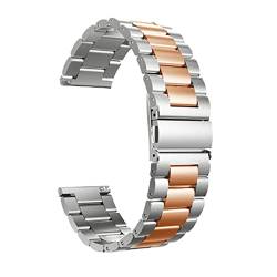 PLACKE 18/20/22 / 24mm Release üblicher Uhrenarmband Premium Solid Edelstahl Metall Armbandarmband for Männer Watch (Color : Silver Rose, Size : 22 mm) von PLACKE